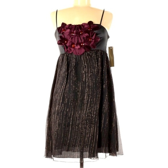 New Burlapp Silk Floral embellished cocktail dress women’s size 6 nwt - Picture 1 of 6